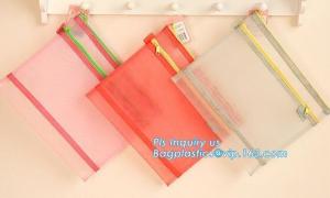 China PVC interlayer zipper document mesh bag, Mesh Zipper Bag For Office &amp; School File Document A4, Zipper mesh document bag wholesale