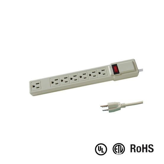 Quality UL and CUL Tested Power Strip 1.5ft 3*14AWG Cord with Switch, Surge Protector for sale