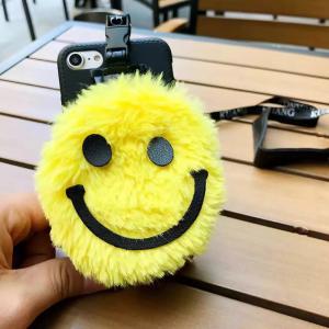China Soft TPU Plush Expression Coin Earphone Key Purse Cell Phone Case Back Cover For iPhone 7 6s Plus with Lanyard wholesale