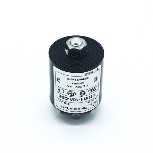 220V 16A Air Conditioner EMI Filter YB16T1 Fast On Terminal Power Filter Black Plastic Housing