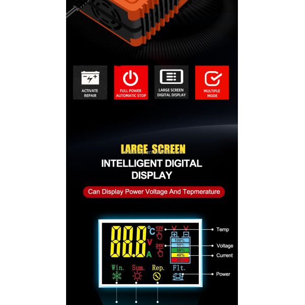 Electric Vehicle E-bike Scooter Intelligent Automatic 12V 24V 10A 12A Lead-Acid Repair Battery Charger with Fast Charging Speed