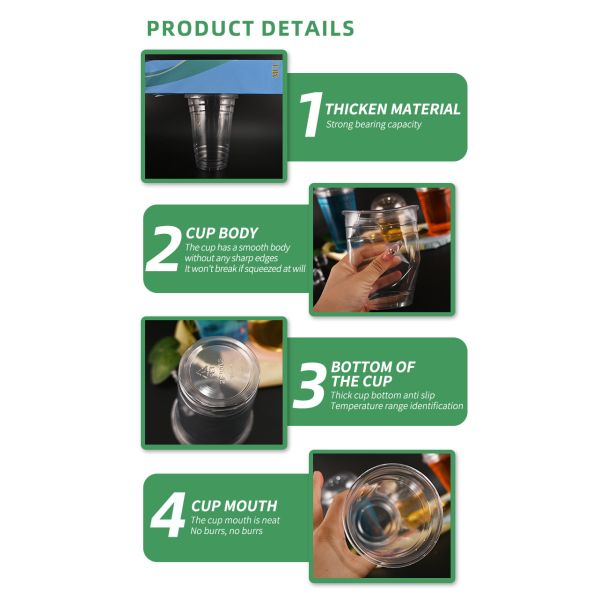 Customizable Wine PET Plastic Cups Smoothies With Carton Box