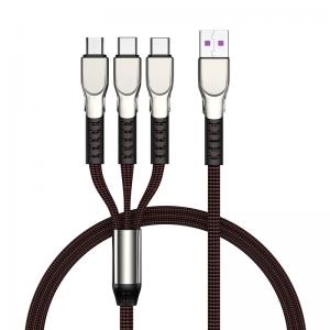 China Denim Braided USB 2.0 Charging Cable Zinc Alloy Blue Black Red Color wholesale