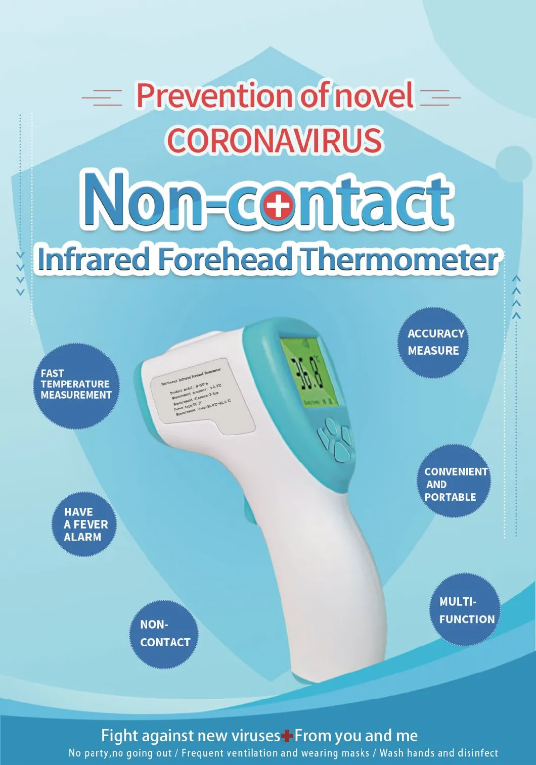 Convenient Reading Non Contact Medical Thermometer , Forehead Scan Thermometer