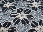 Black / White Knitted Elastic Lace Fabric For Lady Garment Sunflower Pattern CY