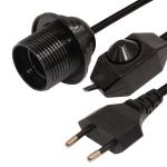 6ft European 2 Prong AC Power Extension Cord E12 Set with Wire Clip and Edison