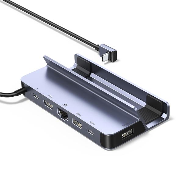 Steam Deck Dock 6-in-1 USB C Docking Station with 4K@60Hz HD-MI Gigabit Ethernet PD 100W Charging Steam Deck Stand