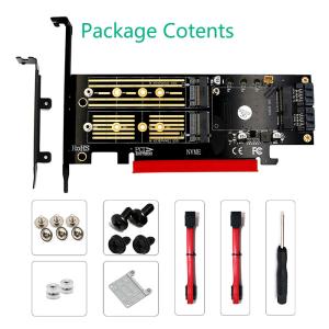 3 In 1 Msata And M.2 NGFF NVME  SATA SSD To PCI-E  4X And SATA3 Adapter