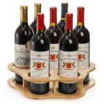Single Tier Bamboo Rotating Coffee Syrup Organizer Rack 7 Bottles Holder Lazy