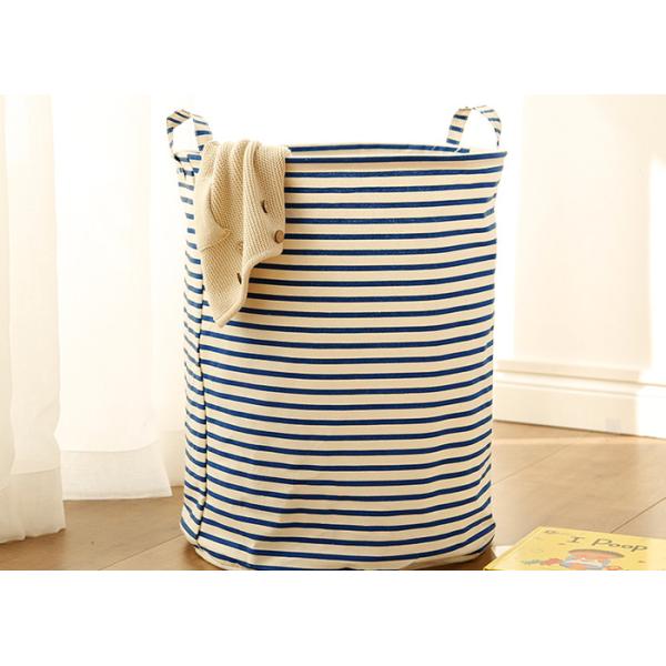 Puting portable Laundry basket storage bag box bathroom hamper bin customized colors stripe Green blue Cotton Linen