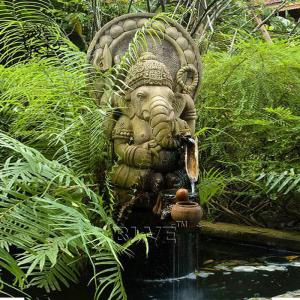 China BLVE Marble Lord Ganesha Statue Water Fountain Natural Stone Carving Hindu God Ganesh Sculpture Garden Decoration on sale