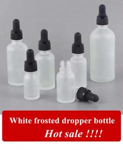 China 20ml 30ml50ml 2oz Cosmetic Personal care Eye Essential Oil Glass White Frosted Dropper Bottle with Dropper Cap wholesale