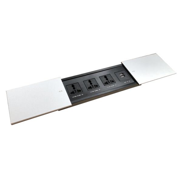 220V Sliding Power Outlet Strip Desk Mounted Sockets Custom