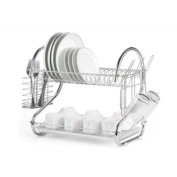 SS H39.5cm 2 Tier Kitchen Storage Rack , 1.28KG Two Tier Shelf Organizer