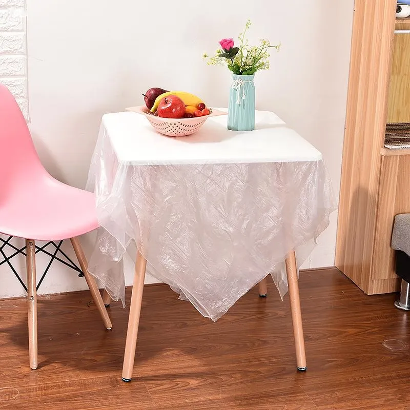Disposable PE Plastic Table Cover for Table Protection: Durable, Waterproof, Easy-Clean Table Cover for Dining, Kitchen and Outdoor