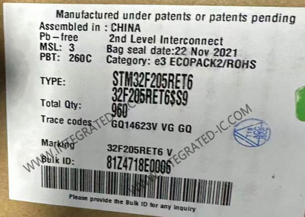 Quality Microcontroller MCU IC STM32F205RET6 FLASH 64-LQFP Package Surface Mount for sale