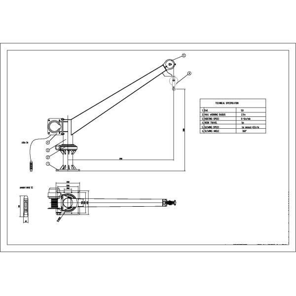 1.5t 2.7m Stiff Boom Marine Cranes Fixed On Davit Deck