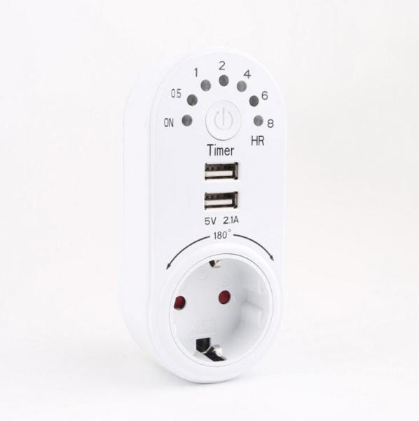 Quality EU/GR type 180 Angel USB Socket with countdown timer control 5V 2.1A AC plug for sale