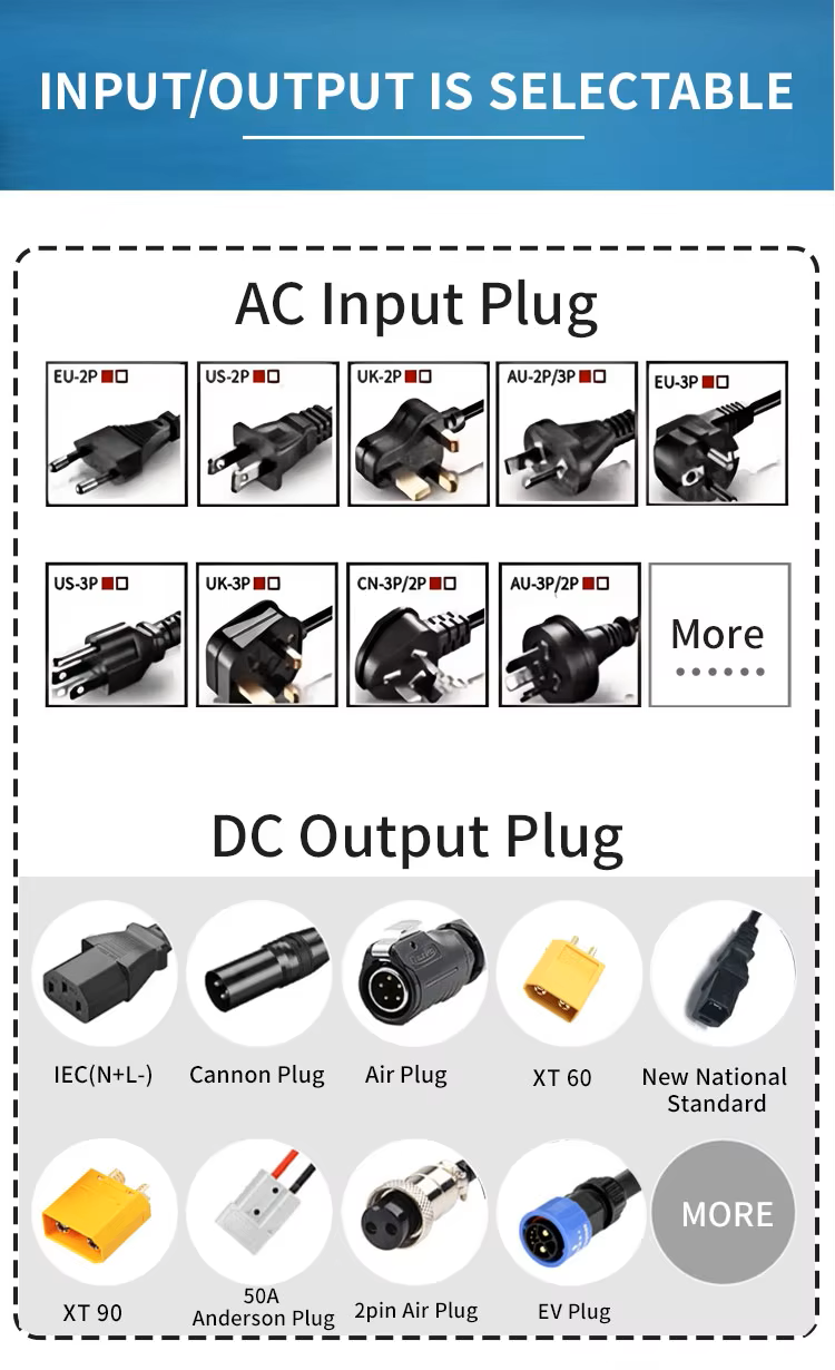 Customised CC CV Mode Battery Charger 48V 60V 72V 6A 8A 10A 12A Adjustable Voltage Current Functions In One DSP Intelligent Charger