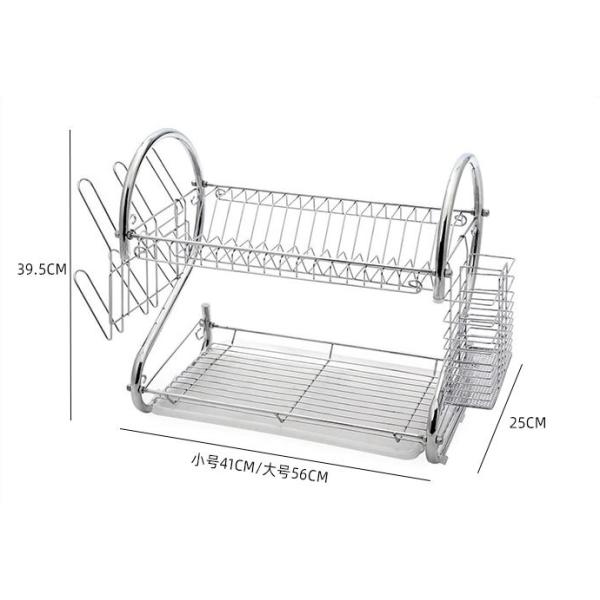 SS H39.5cm 2 Tier Kitchen Storage Rack , 1.28KG Two Tier Shelf Organizer