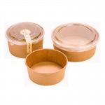 Disposable brown kraft paper bowl oilproof food packaging biodegradable