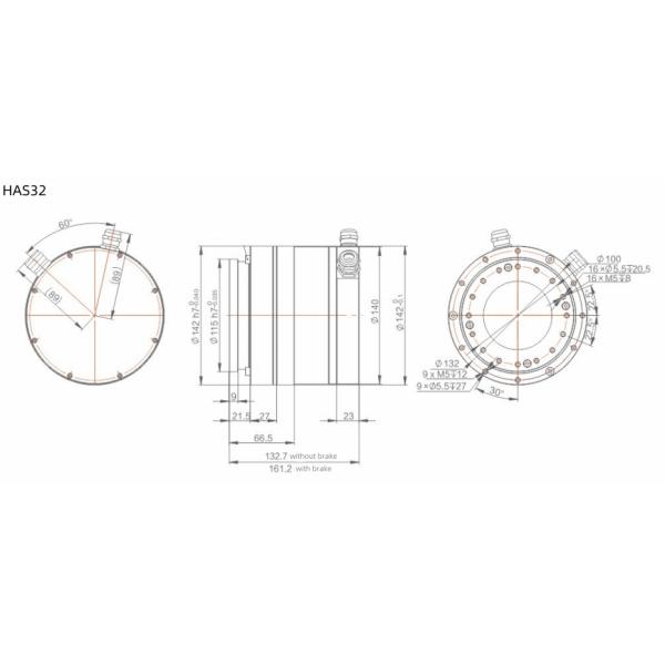 High Positional Accuracy Servo Rotary Actuator Robotic Arm Motor Side Outlet