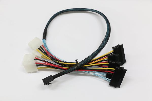 Quality SFF-8643 Internal Mini SAS HD To 4X 29pin SFF-8482 Connectors Power Cable，600mm for sale