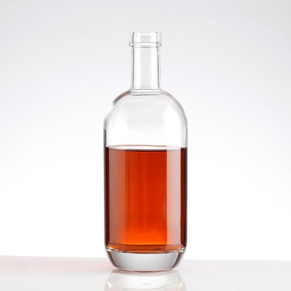 Quality Customized Custom Make 1000ml Clear Round Empty Glass Liquor Bottle with Cork for sale