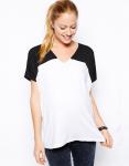 black and white maternity clothing wholesale with chiffon contrast sleeves