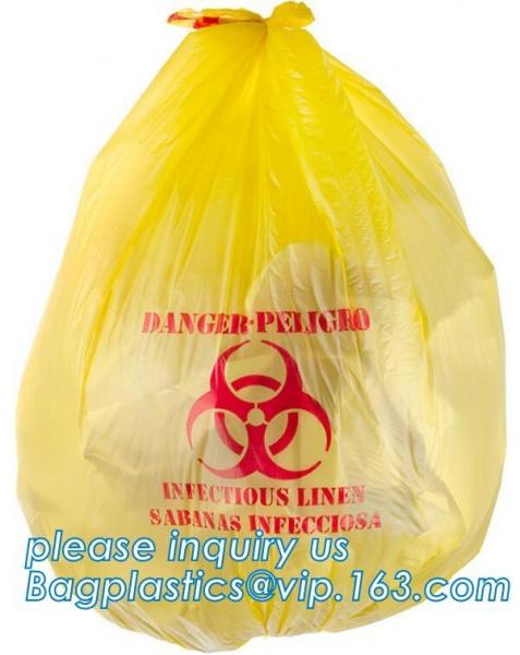 Hospital Biohazard Bag Medical Waste Garbage Bags Infections Linens Waste Bags, Red biohazard linen bag for hospital