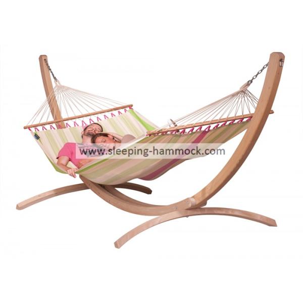 12 Foot Solid Single Wooden Curved Arc Hammock With Hooks Chains Two Person Free Standing