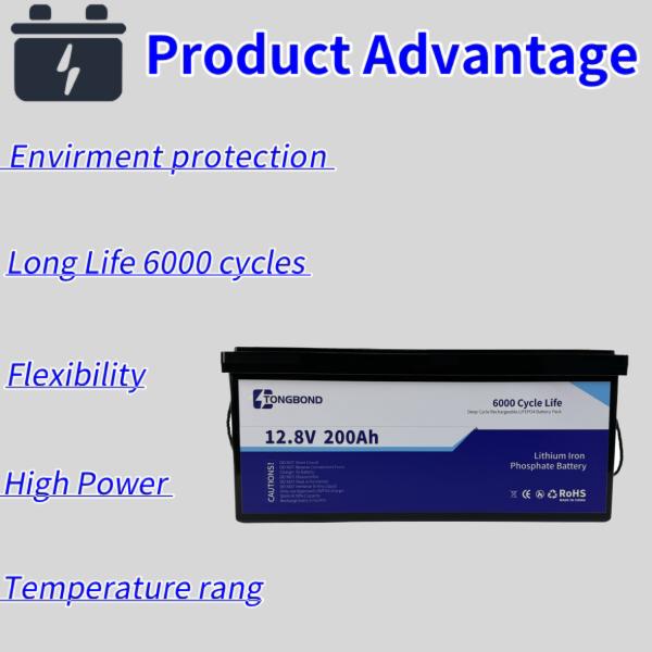 Deep Cycle LiFePO4 Lithium Battery 12.8V 200Ah Intelligent Energy Management