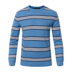 China Stripe Winter Woolen Sweater For Mens , Crew Neck Mens Pullover Sweater wholesale