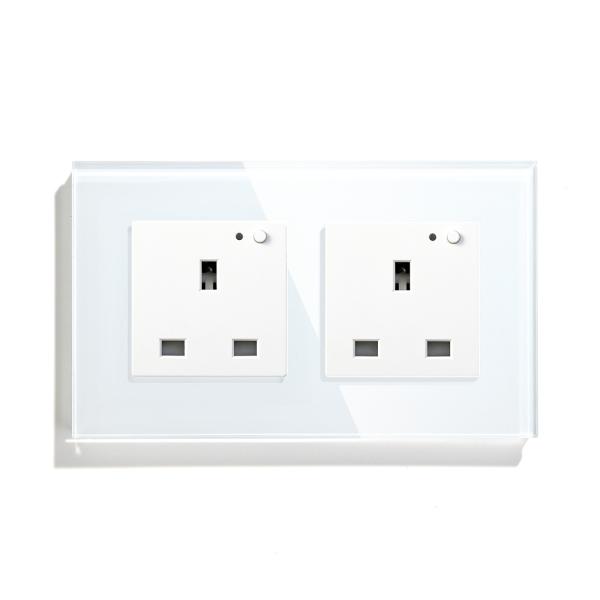 Quality Double Frame Smart Wifi Socket Plug 13A Uk 3 Pin Mini Socket Tuya Voice Control for sale