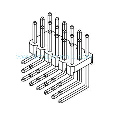 China 2.54mm triple row right angle pin header on sale