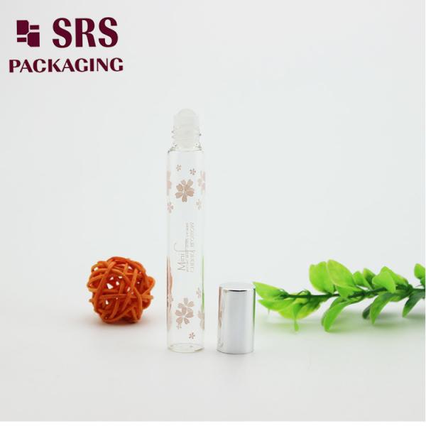 SRS 10ml transparent color perfume glass roll on bottle with glass ball