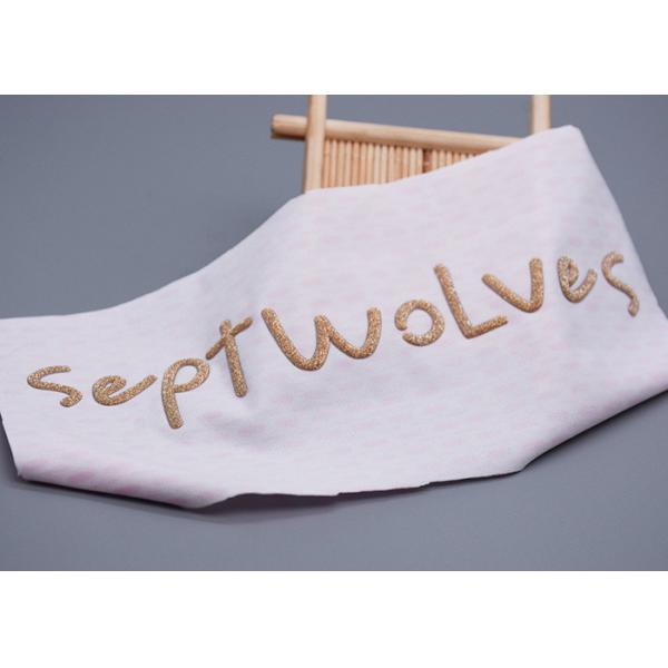 Custom Shiny Gold Logo Embossed Heat Transfer Labels For Clothing
