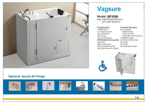 Stainless Steel Frame Walk In Bath And Shower / Portable Walk In Tub 300W Blower Pump