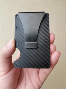 China Multiscene RFID Carbon Fiber Card Clip , CE Metal Card Holder With Money Clip wholesale