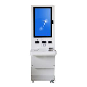 China 32 Inch Foor Standing Touch Screen Card Dispenser Machine QR Code Reader Self Service Ticket Kiosk on sale