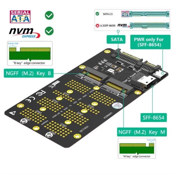 ZYX M.2 NVMe SSD to SFF-8611 8612 Adapter 6Gb/s Bandwidth