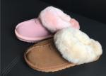 100% Sheepskin Slippers Ladies Shoes Chestnut EVA Soft Sole Suede Leather