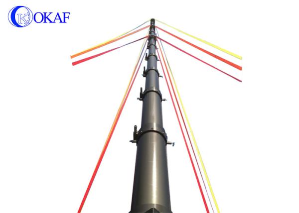 Quality 18m Height Stable Telescopic Mast Pole Hand Winch Manual Lifting With Guy Wire for sale