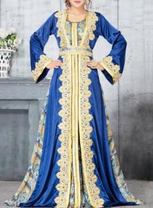 China Low Moq Clothing Manufacturer Lady Long Sleeve Maxi Dress Dubai Gown Print Dress Muslim Robe wholesale