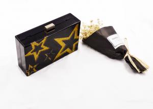 China Fashionable Yellow Glitter Stars Acrylic Clutch Bag Women Evening Party Purse Bag on sale