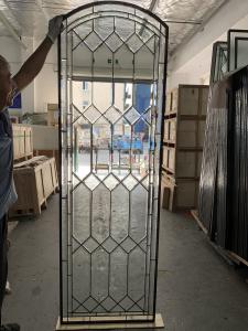 China Decorative Arched Leaded Glass Windows Triple Glazed Sliding Door exterior door leaded glass wholesale
