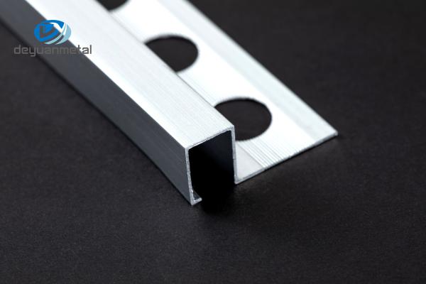 Quality 6063 Aluminium Square Edge Tile Trim 8HW Hardness Multifeatured Transition Trim for sale