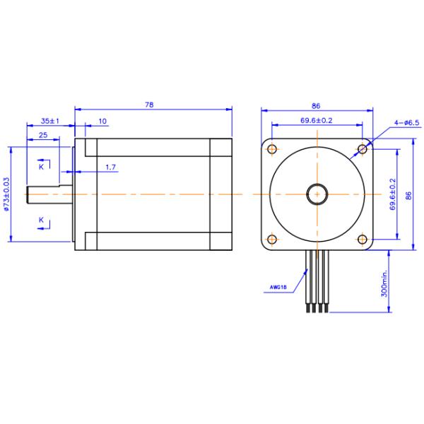 Full Torque 2 Phase 4.6N.M 5.5A 4 Wires Cnc Machine Stepper Motor