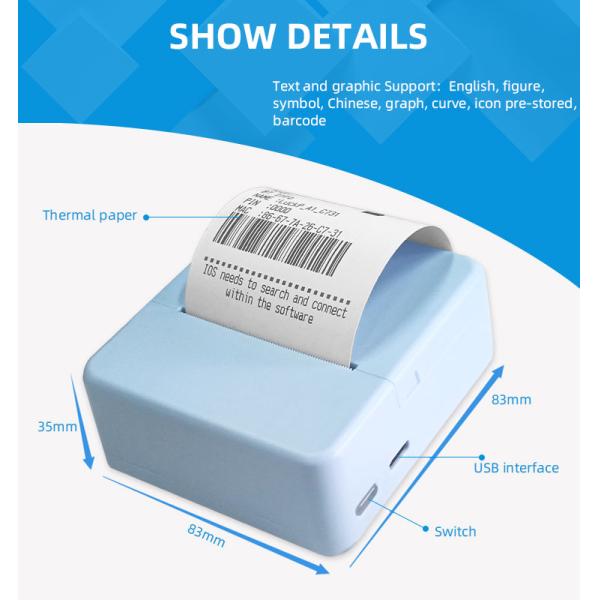 Mini Printer Panel Thermal Receipt Printer Pocket Wireless Receipt Ticket Thermal Printer