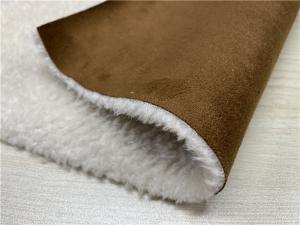 China 550GSM Suede Leather Fabric Bonded With Faux Fur Normal Peeling Strength on sale